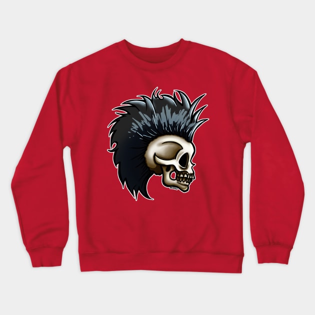 Punk Skull (Black Version) Crewneck Sweatshirt by Jan Grackle